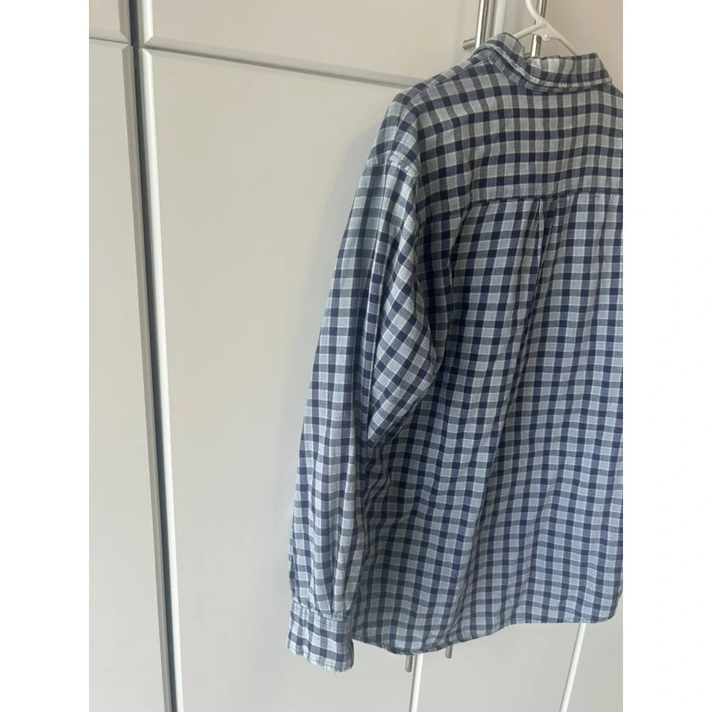 NorthCrest Mens Blue Grey Plaid Long Sleeve Cotton‎ Button Down Shirt LT 42-44